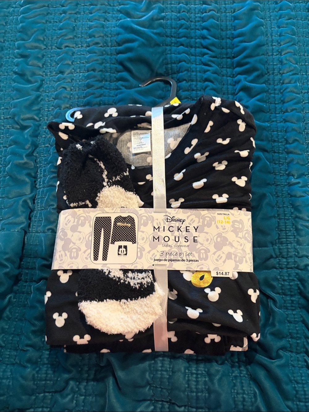 Disney Mickey Mouse Black and White Women's Pajama Set with Socks